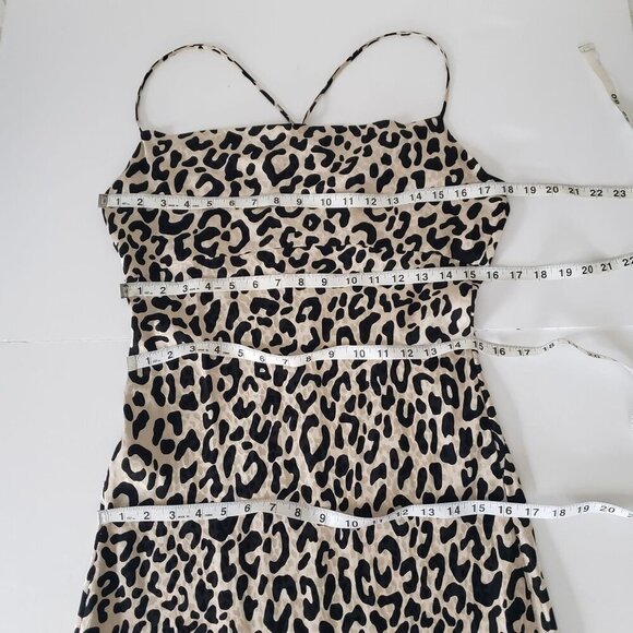 MILLY Silk Leopard Print Draped Cowl Neck Sexy Spaghetti Strap Slip Dress S/M - Picture 9 of 16